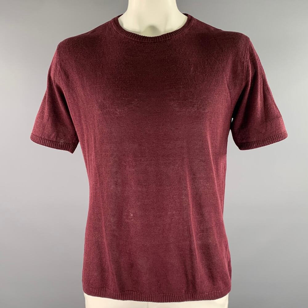 GRP Size L Burgundy Knit Linen T-shirt